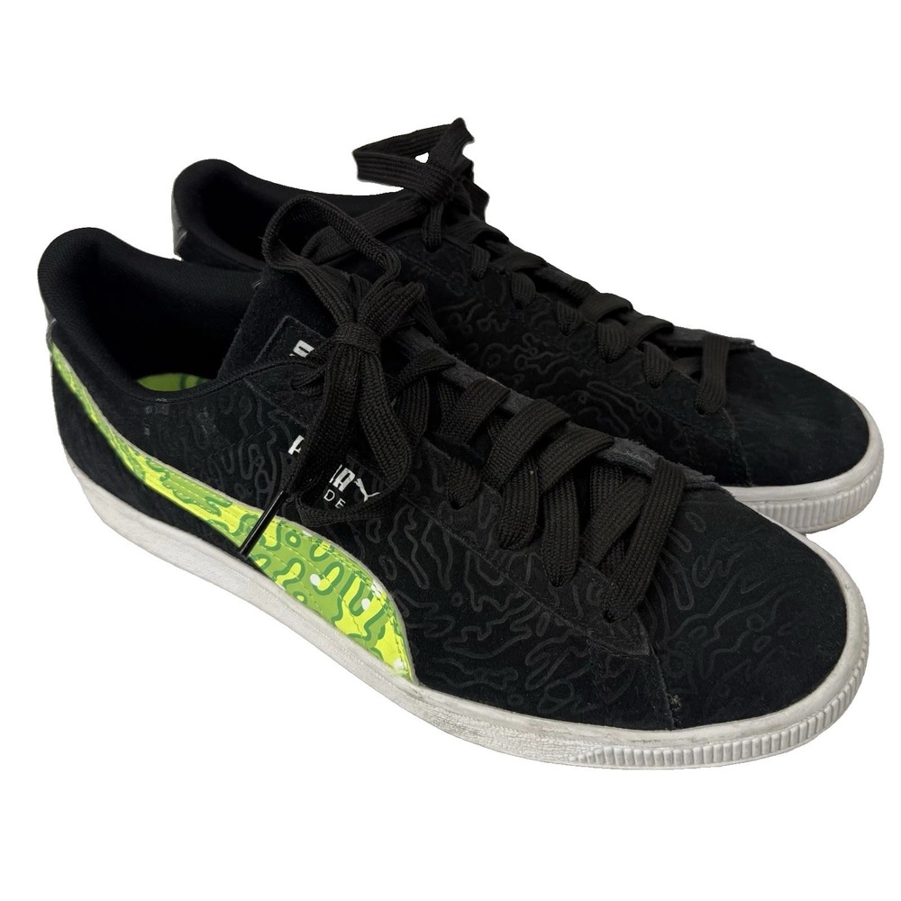 PUMA Suede Rick and Morty Low Interdimensional Portal Black Green Men Size 10.5